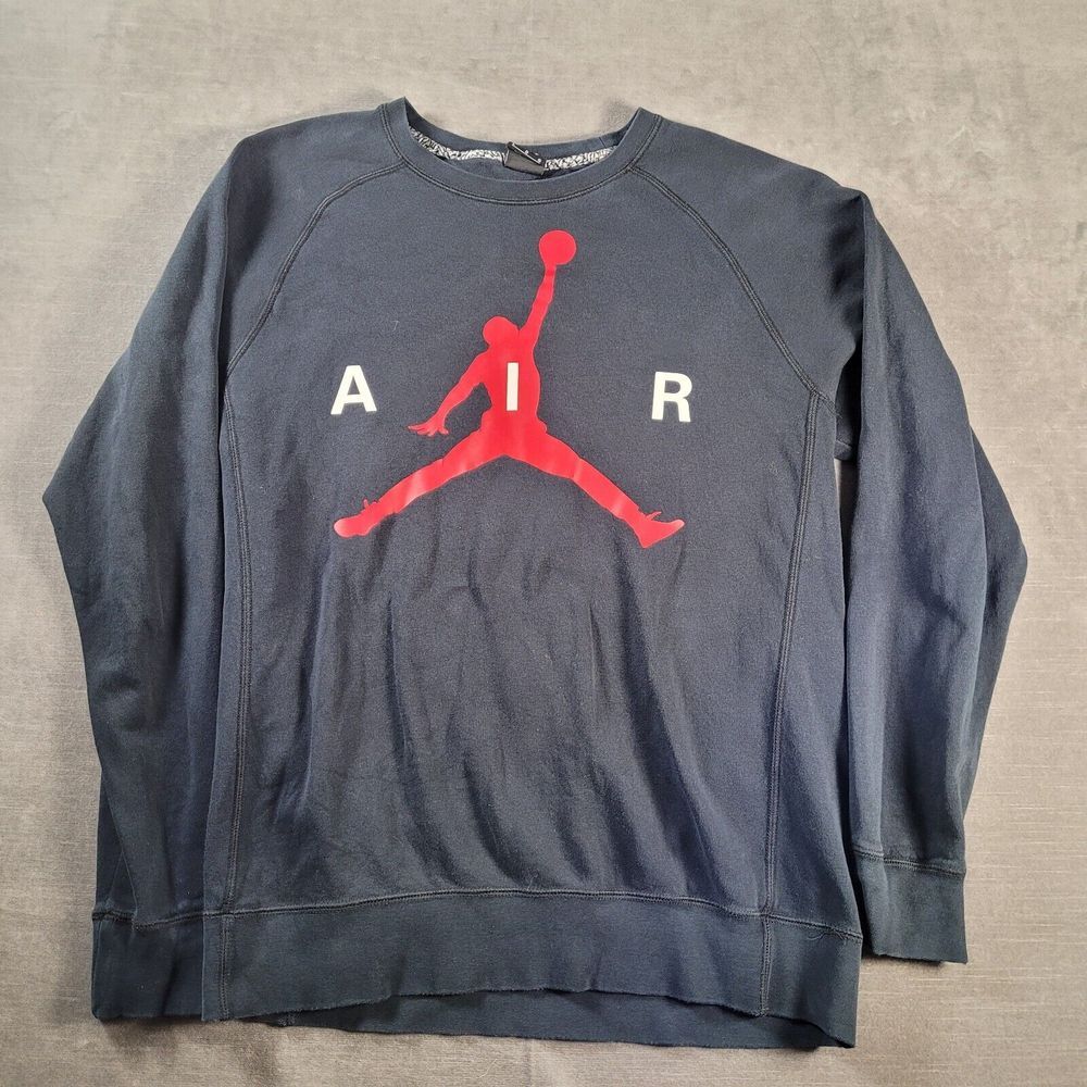 Air Jordan Jump‎ Man Vintage Graphic Print Long Sleeve Black Shirt Mens Size L